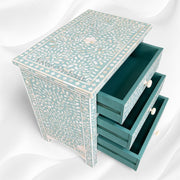 Bone Inlay Floral 3 Drawers Bedside Mint Green
