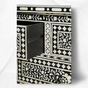 Bone Inlay Floral Chest of 7 Drawers Black 2
