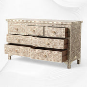 Bone Inlay Floral Chest of 7 Drawers Brown 2