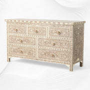 Bone Inlay Floral Chest of 7 Drawers Brown 1