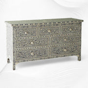 Bone Inlay Floral Chest Of 7 Drawers Grey 1