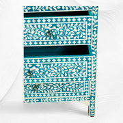 Bone Inlay Floral Chest of 7 Drawers Teal Green 1