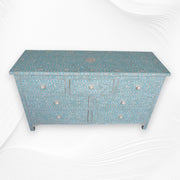Bone Inlay Floral Chest of 7 Drawers Turquoise 1