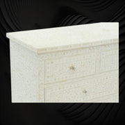 Bone Inlay Floral Chest of 7 Drawers White 2