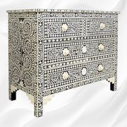 Bone Inlay Floral Chest of 4 Drawer Black 2