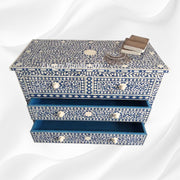 Bone Inlay Floral Chest Of 4 Drawer Blue 2