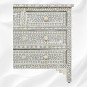 Bone Inlay Floral Chest Of 4 Drawer Grey 3