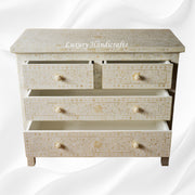 Bone Inlay Floral Chest Of 4 Drawer White 3