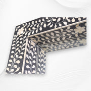Black Bone Inlay Floral Floor Mirror 2