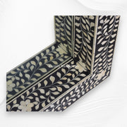 Black Bone Inlay Floral Floor Mirror 3