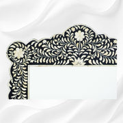 Bone Inlay Floral Scalloped Mirror Black 1