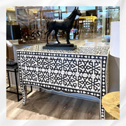 Bone Inlay Geometric Star Chest Black