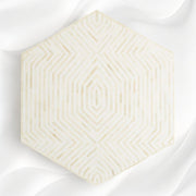 Bone Inlay Hexagonal Stripe Center Table White 4