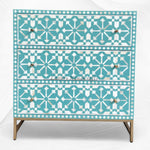 Bone Inlay Moroccan 3 Drawers Chest Green 2