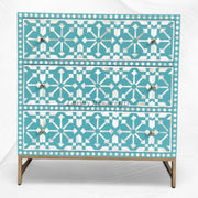 Bone Inlay Moroccan 3 Drawers Chest Green 2