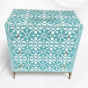 Bone Inlay Moroccan 3 Drawers Chest Green 3