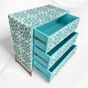 Bone Inlay Moroccan 3 Drawers Chest Green 4