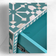 Bone Inlay Moroccan 3 Drawers Chest Green 5