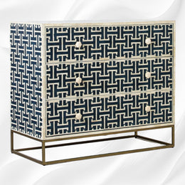 Tetris Bone Inlay 3 Drawer Dresser Indigo 1