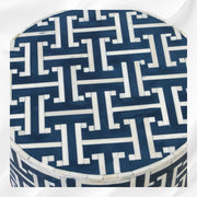 Tetris Bone Inlay Round Stool Indigo 2