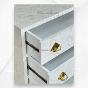 Bone Inlay Optical Chest 6 Drawers White 4