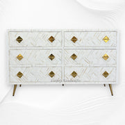 Bone Inlay Optical Chest 6 Drawers White 6