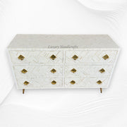Bone Inlay Optical Chest 6 Drawers White 5