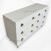 Bone Inlay Optical Chest 6 Drawers White 2