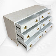 Bone Inlay Optical Chest 6 Drawers White 3