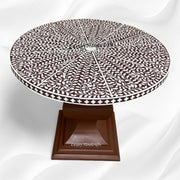 Bone Inlay Round Floral Dining Table Brown 1