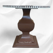 Bone Inlay Round Floral Dining Table Brown 2