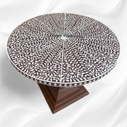 Bone Inlay Round Floral Dining Table Brown 3