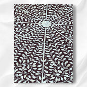 Bone Inlay Round Floral Dining Table Brown 4