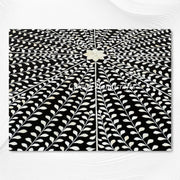 Bone Inlay Round Floral Dining Table Black Slim Base 4