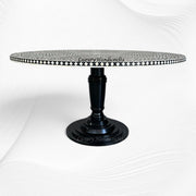 Bone Inlay Round Floral Dining Table Black Slim Base 5