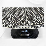 Bone Inlay Round Floral Dining Table Black Slim Base 2
