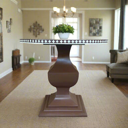 Bone Inlay Round Floral Dining Table Brown