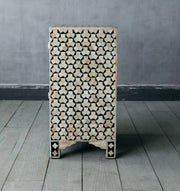 Black Bone Inlay Targua 1 Drawer 2 Door Bedside Table 4