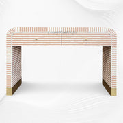 Bone Inlay Waterfall 2 Drawers Console Peach 6