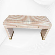 Bone Inlay Waterfall 2 Drawers Console Peach 5