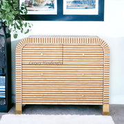 Waterfall Bone Inlay 4 Drawer Dresser Almond