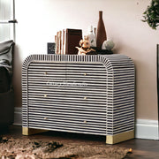 Waterfall Bone Inlay 4 Drawer Dresser Black