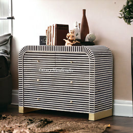 Waterfall Bone Inlay 4 Drawer Dresser Black