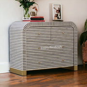 Waterfall Bone Inlay 4 Drawer Dresser Grey