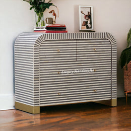 Waterfall Bone Inlay 4 Drawer Dresser Grey
