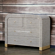 Waterfall Bone Inlay 4 Drawer Dresser Grey 2