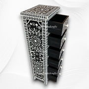 Bone Inlay Zahra 6 Drawer Tallboy Chest Black 2