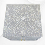 Bone Inlay Scroll Vine 2 Door Cabinet Grey 5
