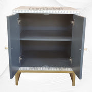 Bone Inlay Scroll Vine 2 Door Cabinet Grey 4