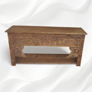 Brielle Handcarved Wooden Console Brown Finish